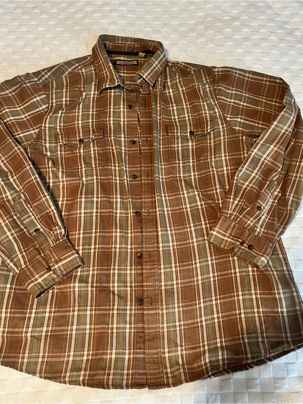 G.H. Bass & Co. Men's Brown/green Plaid Button-Down Shirt XL